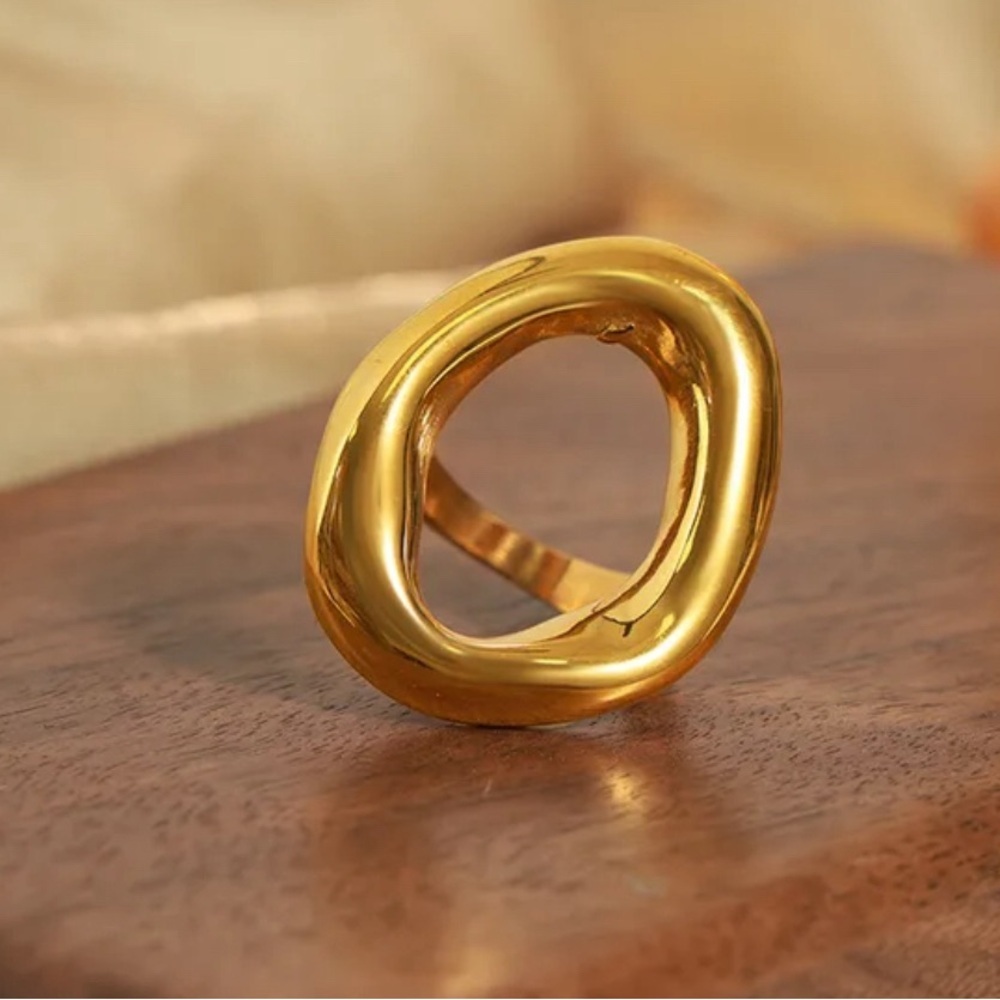 Titanium Steel 18K Gold Plated Plating Hollow Out Ring - Picture 6 of 10